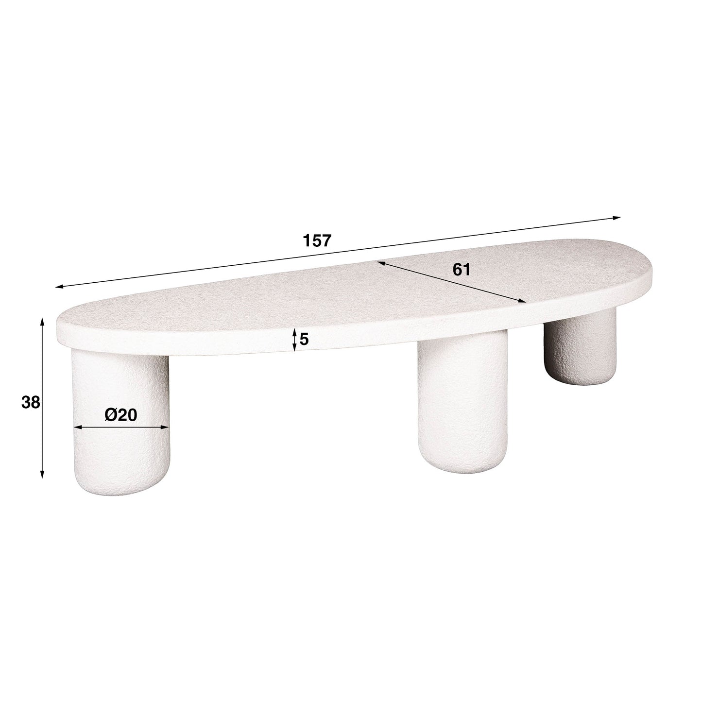 Salontafel XL kiezel driehoek / Marmer composiet