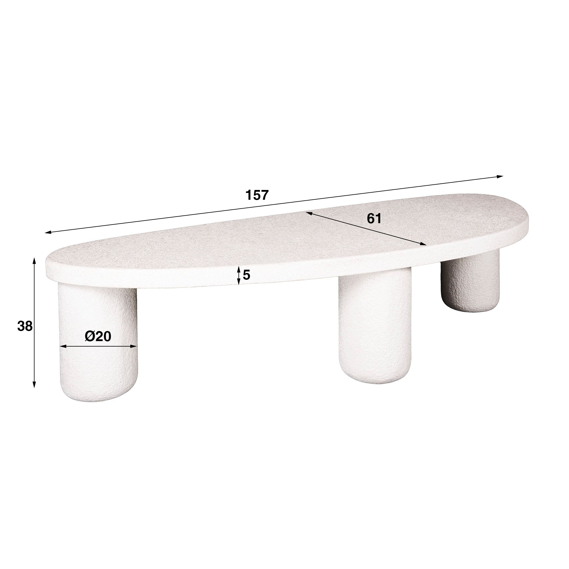 Salontafel XL kiezel driehoek / Marmer composiet