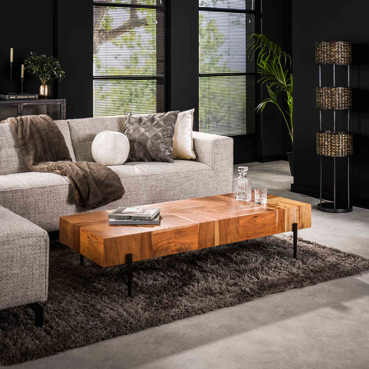 Salontafel Blocks Massief Acacia Naturel - 150x60x35 cm