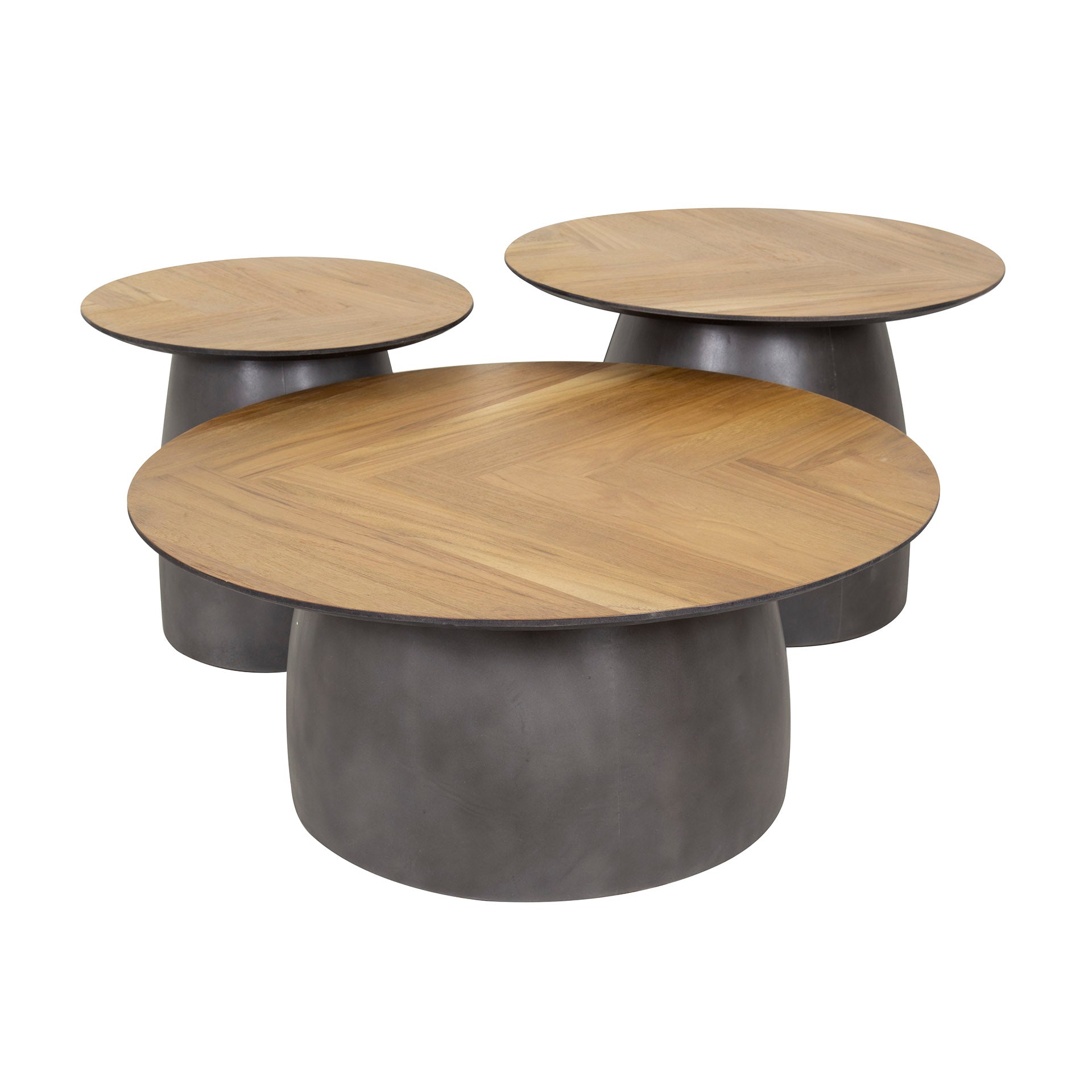 Salontafel set/3 infinite / Gerecycled teakhout fineer