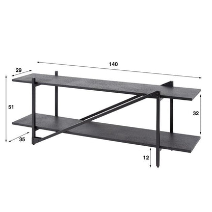 TV-meubel Piega - 140x35x51 cm - Grijs