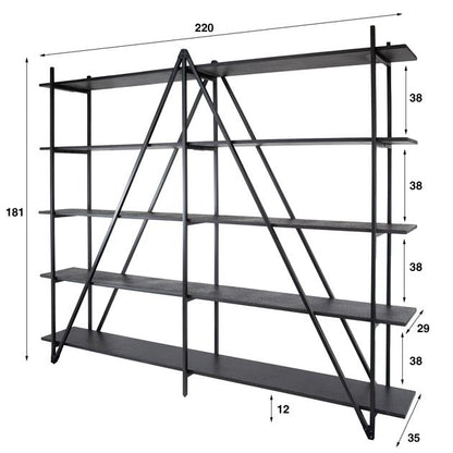 Wandrek XL 5 Laags Piega - 220x35x181 cm - Grijs