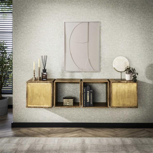 Dressoir 2D Brass - 169x36x41 cm - Massief Mango Zandkleur