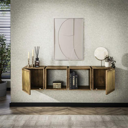 Dressoir 2D Brass - 169x36x41 cm - Massief Mango Zandkleur