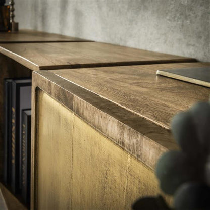 Dressoir 2D Brass - 169x36x41 cm - Massief Mango Zandkleur