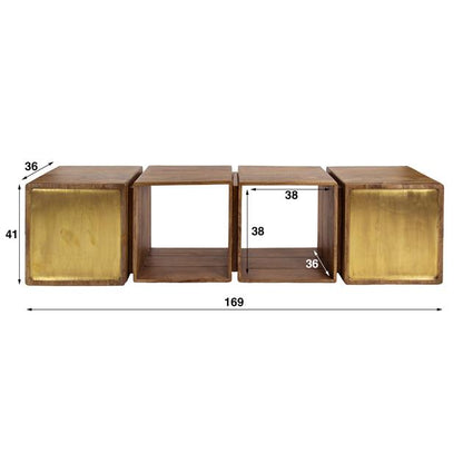 Dressoir 2D Brass - 169x36x41 cm - Massief Mango Zandkleur