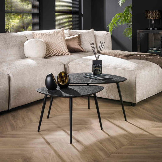 Salontafel set van 2 Driehoekige Metallic - 80x59x41 cm - Grijs
