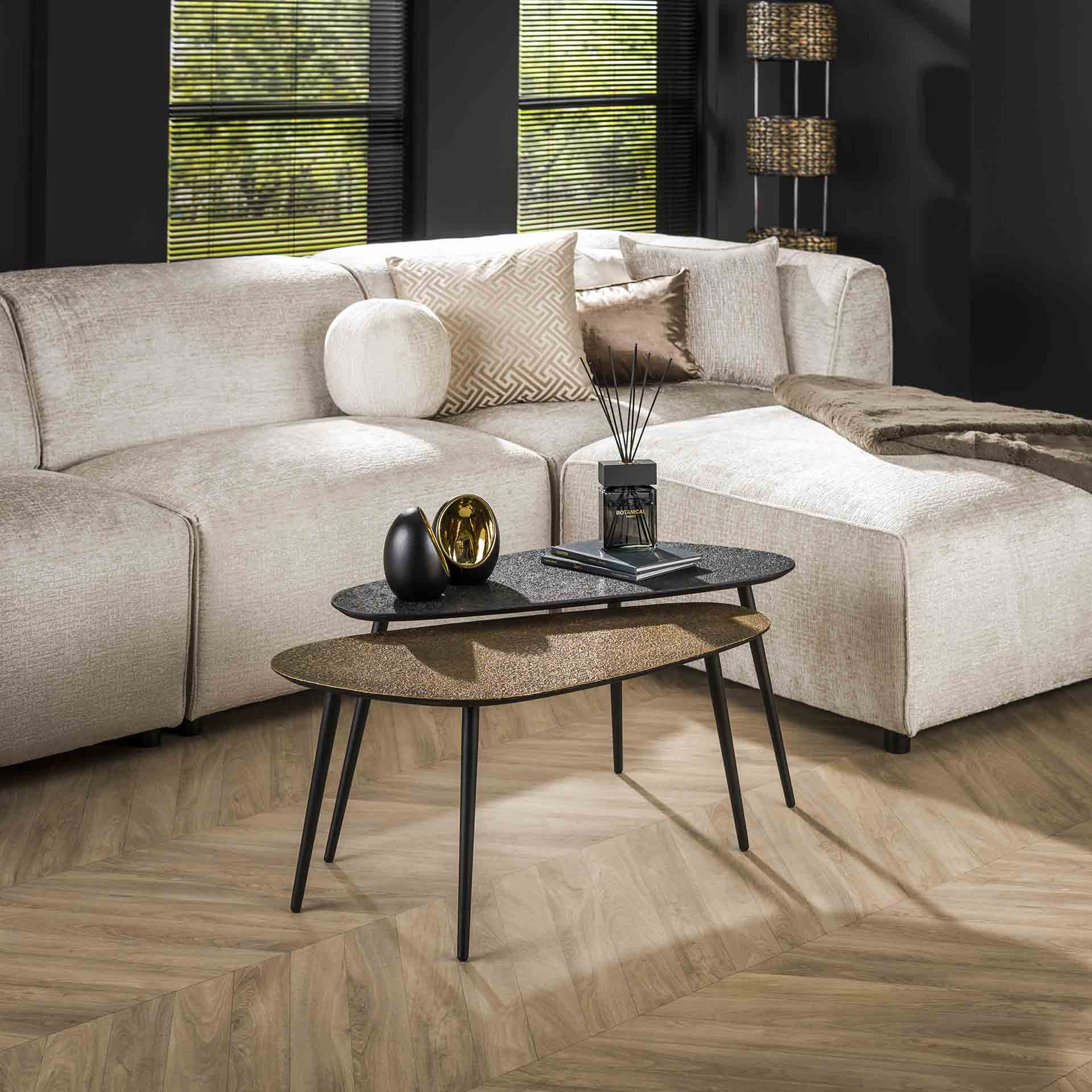 Salontafel Set van 2 Niervormig Metallic - 84x39x42 cm - Grijs
