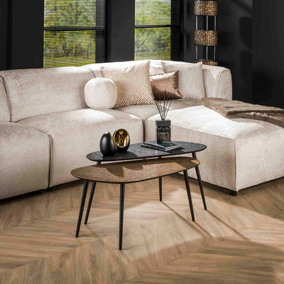 Salontafel Set van 2 Niervormig Metallic - 84x39x42 cm - Grijs