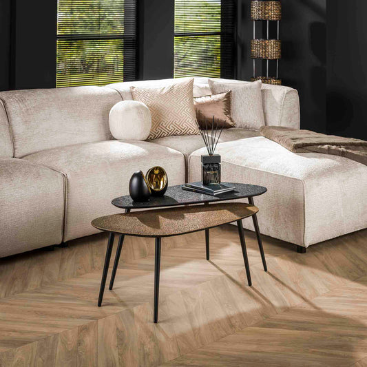 Salontafel Set van 2 Niervormig Metallic - 84x39x42 cm - Grijs