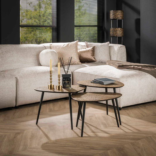 Salontafel set van 3 Driehoekige Metallic - 58x48x43 cm - Brons antiek