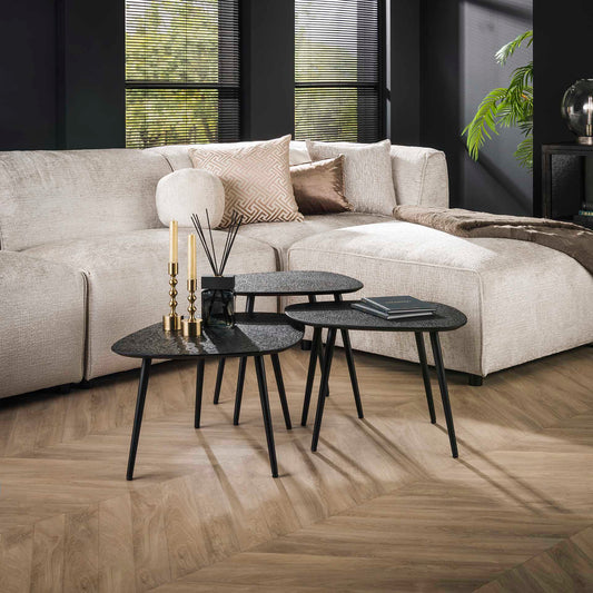 Salontafel set van 3 - Vierhoekig metallic - 62x51x36 cm - Grijs
