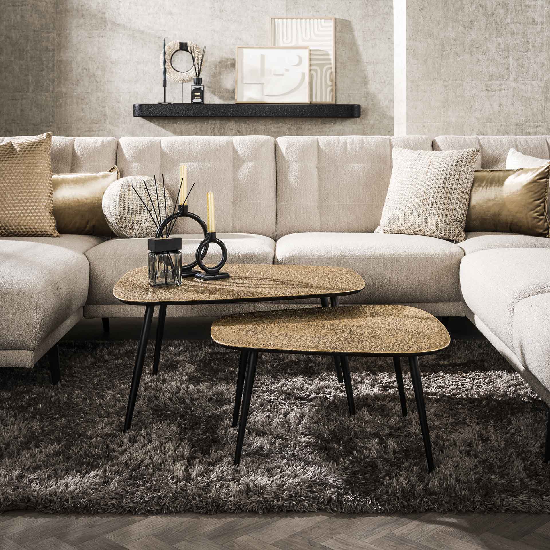 Salontafel set/2 XXL metallic / Brons antiek
