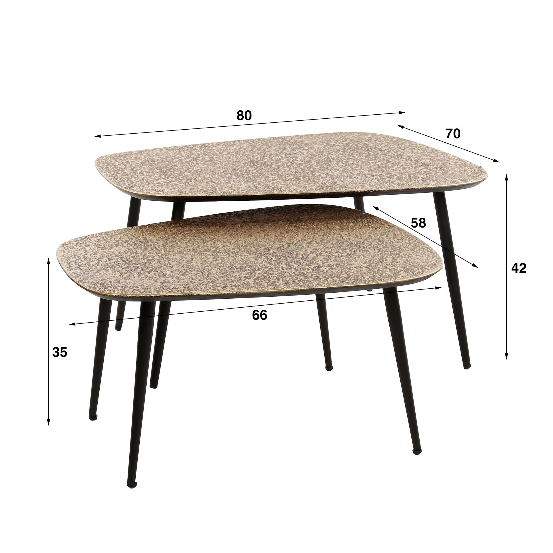 Salontafel set/2 XXL metallic / Brons antiek