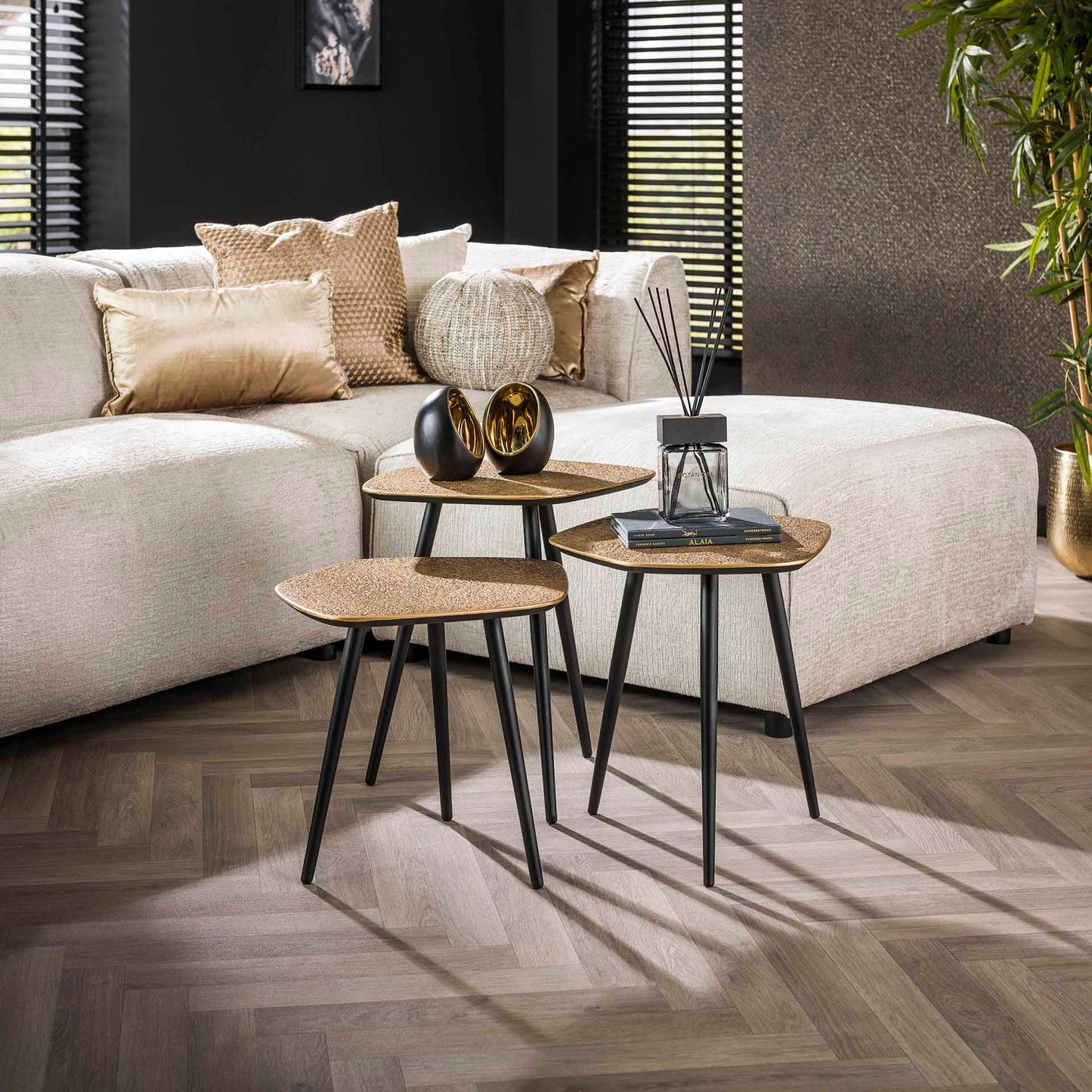Salontafel set 3 Point Metallic - 47x40x50 cm - Brons antiek