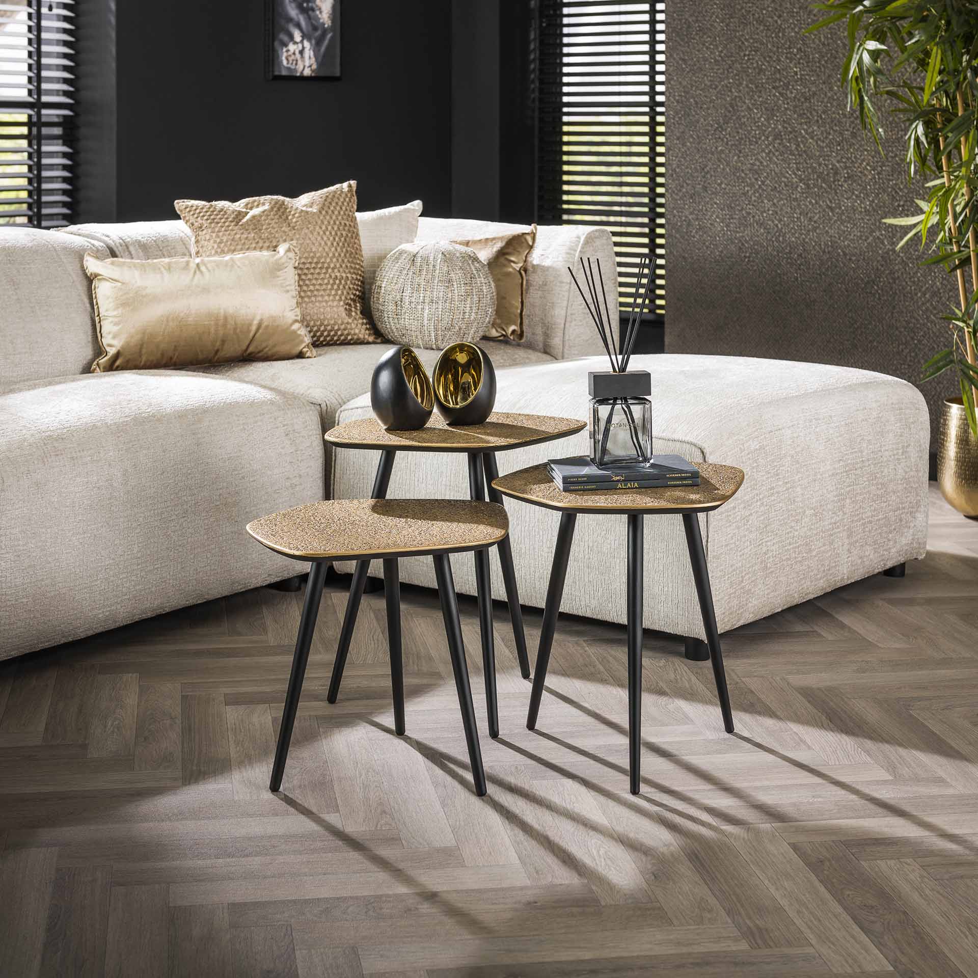 Salontafel set 3 Point Metallic - 47x40x50 cm - Brons antiek