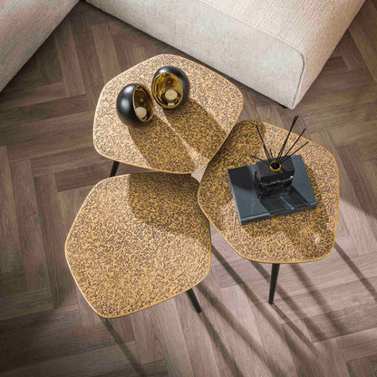 Salontafel set/3 point metallic / Brons antiek