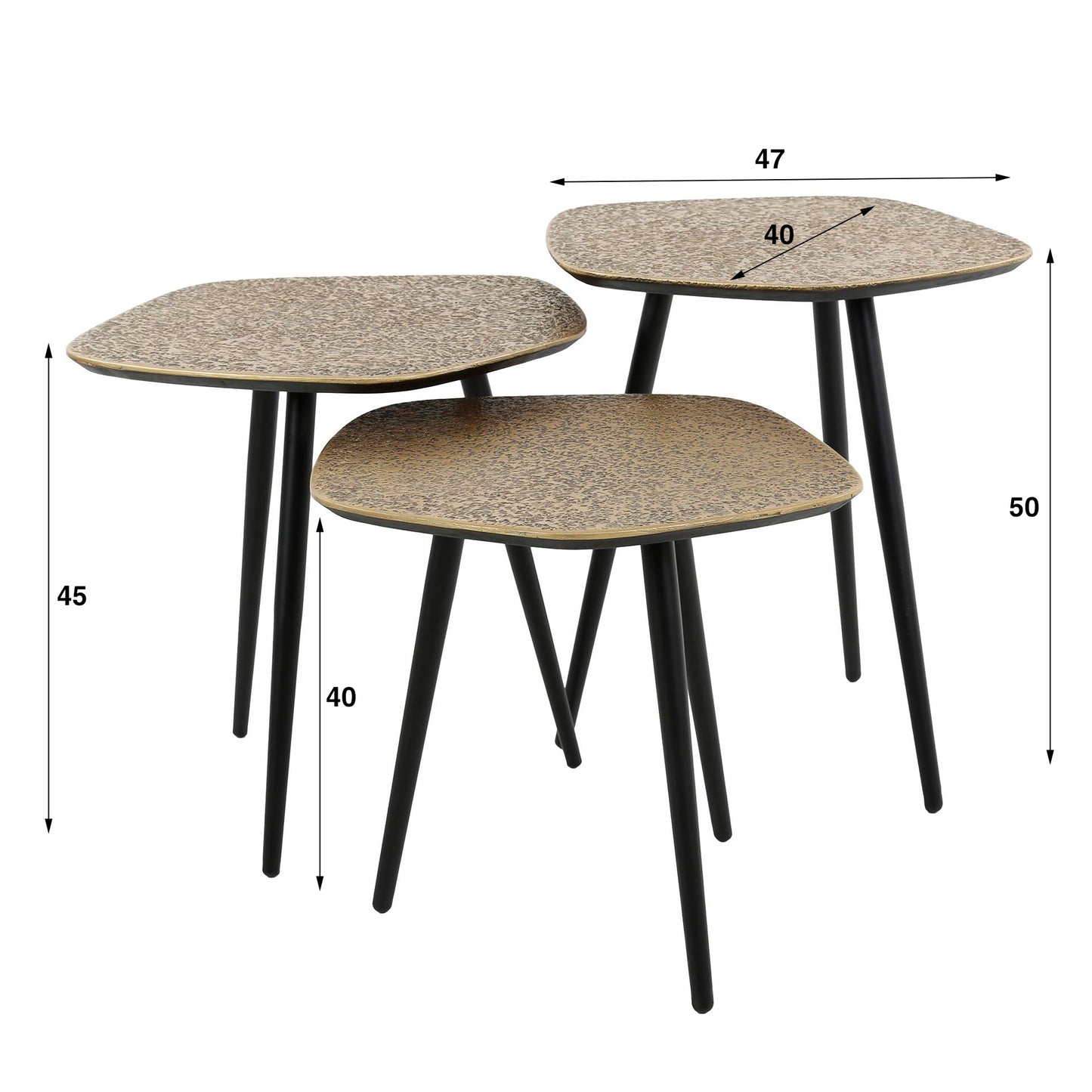 Salontafel set/3 point metallic / Brons antiek