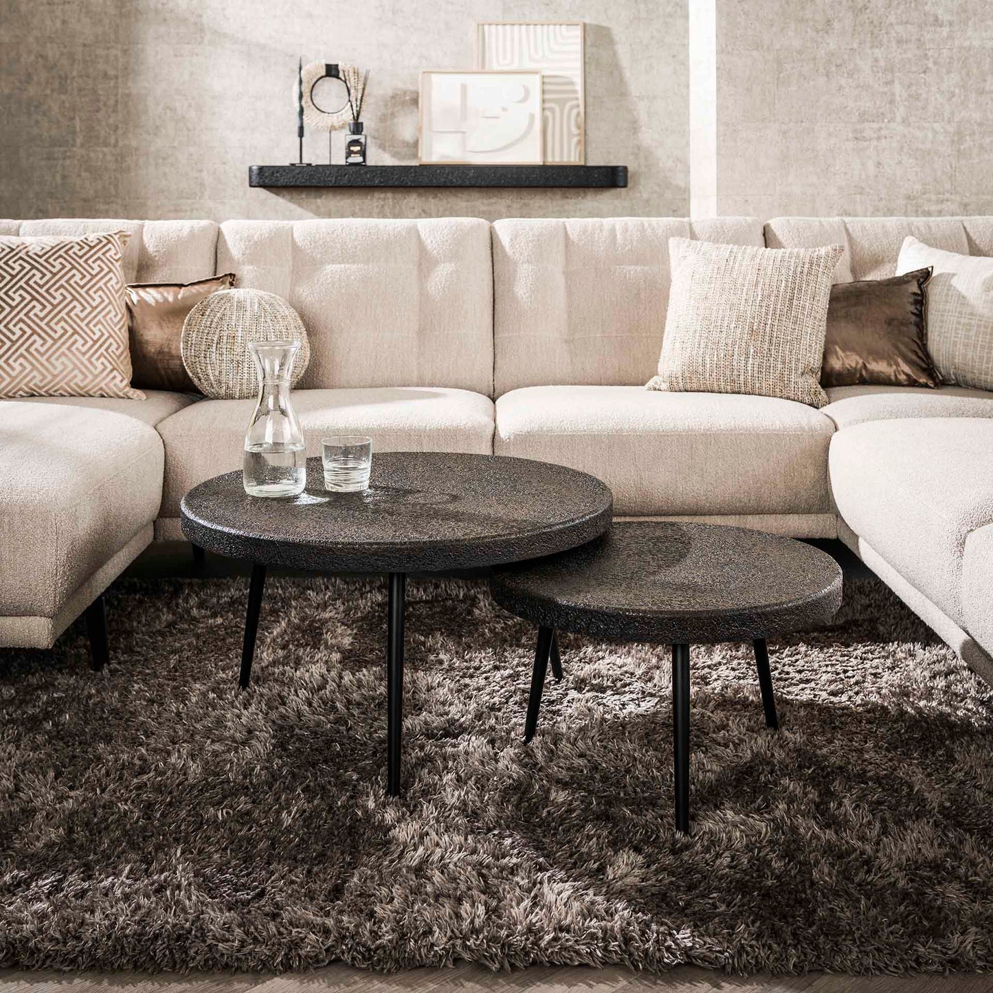 Salontafel set van 2 Bulk Ferro Metallic - 74x74x42 cm
