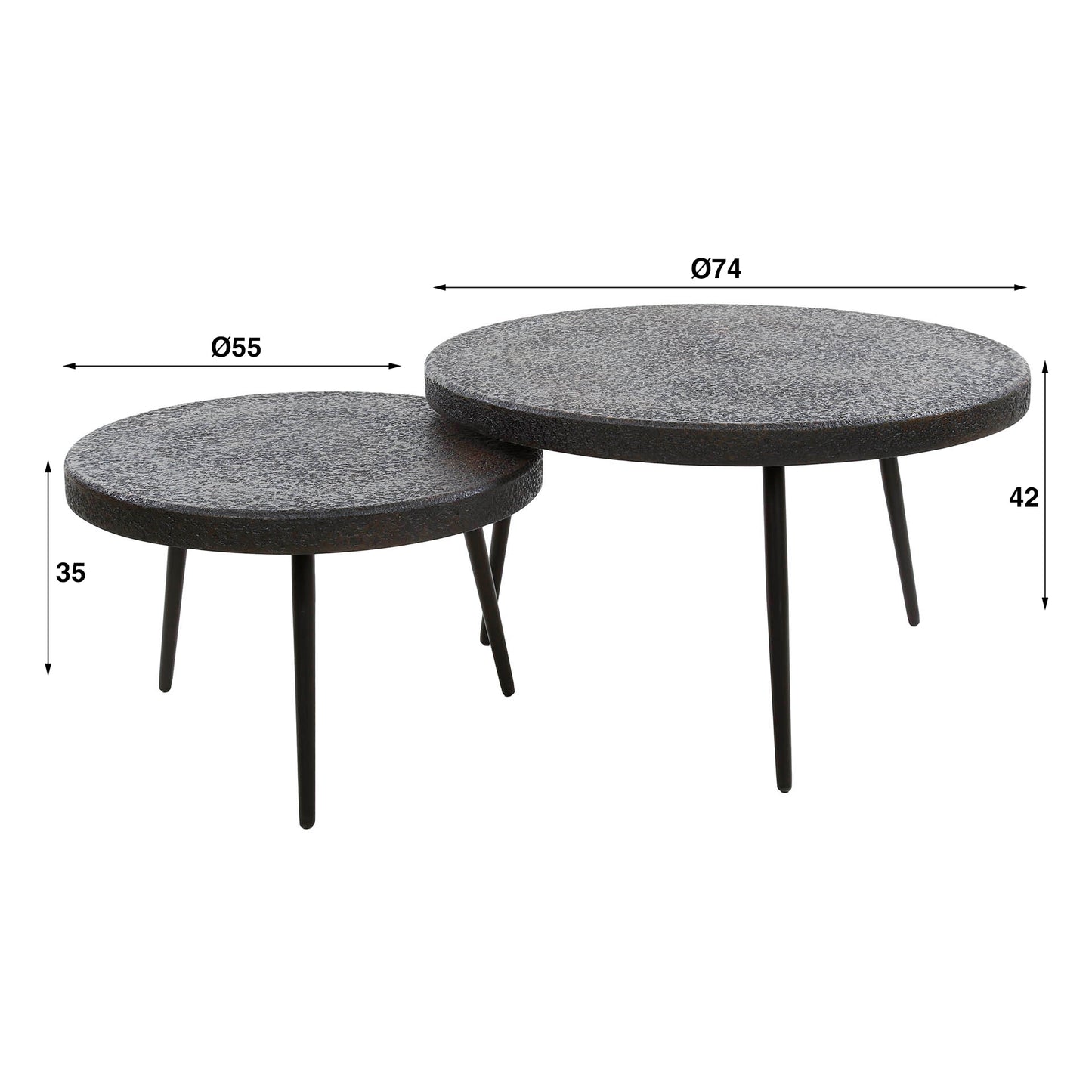Salontafel set/2 bulky ferro / Ferro metallic
