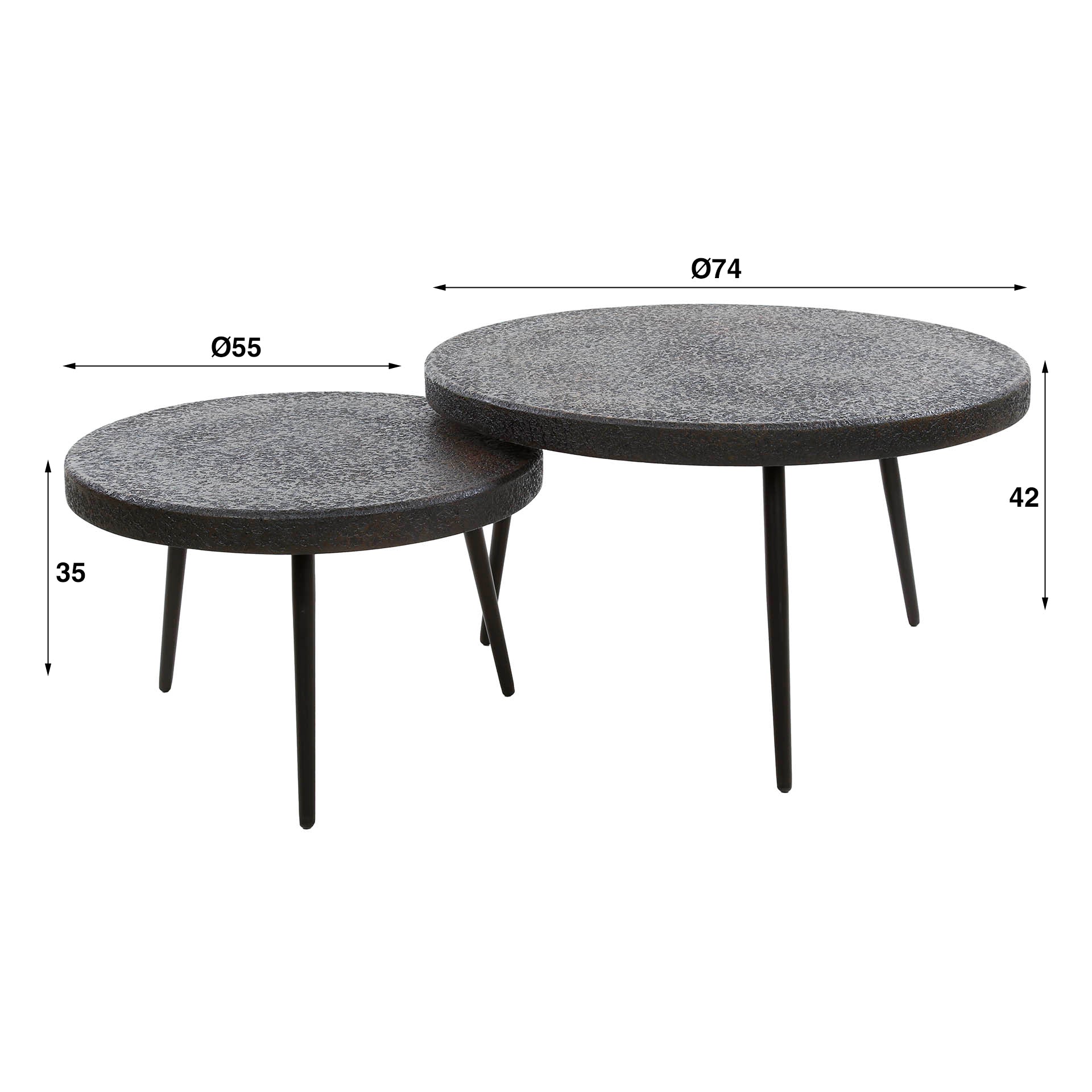 Salontafel set/2 bulky ferro / Ferro metallic