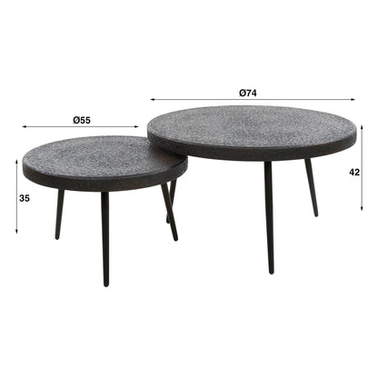 Salontafel set/2 bulky ferro / Ferro metallic