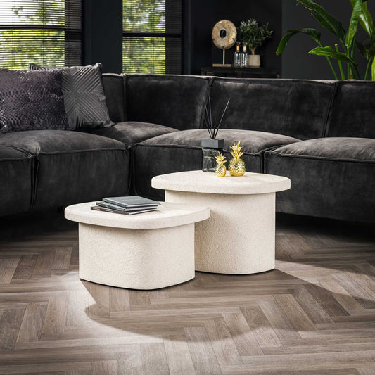 Salontafel set 2 Stone Organic - 57x44x40 cm - Marmer composiet