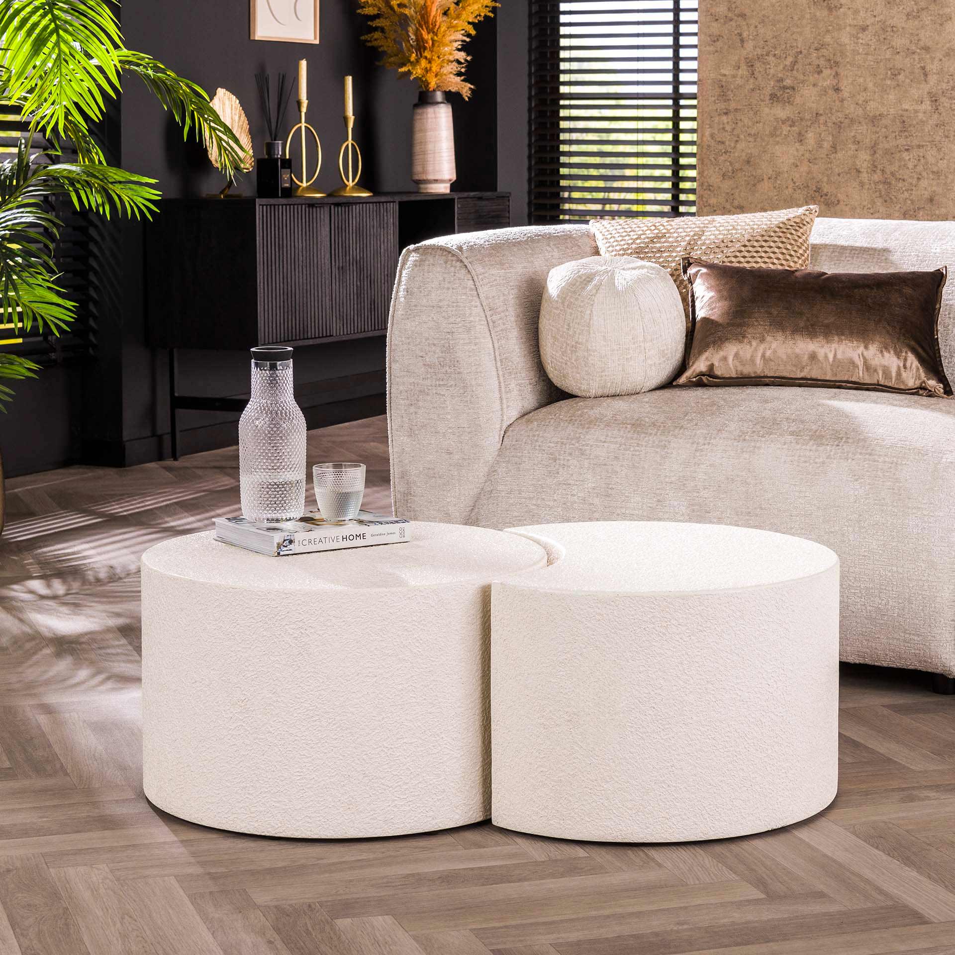 Salontafel set 2 Stone Moonset - Marmer composiet - 60x60x35 cm
