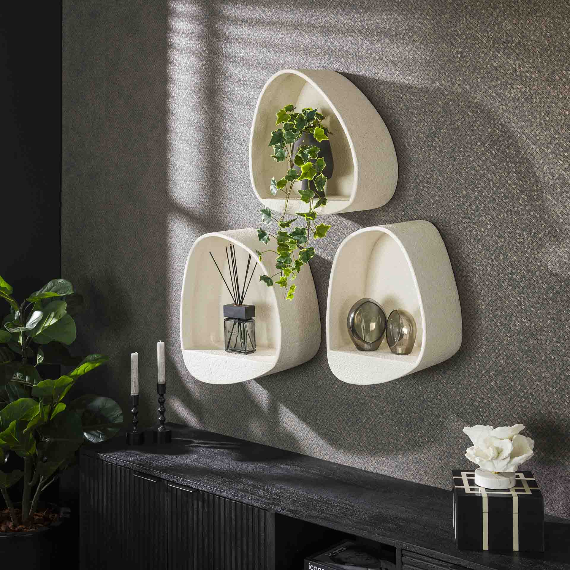 Wandschap Stone Breed - 44x21x49 cm - Marmer composiet