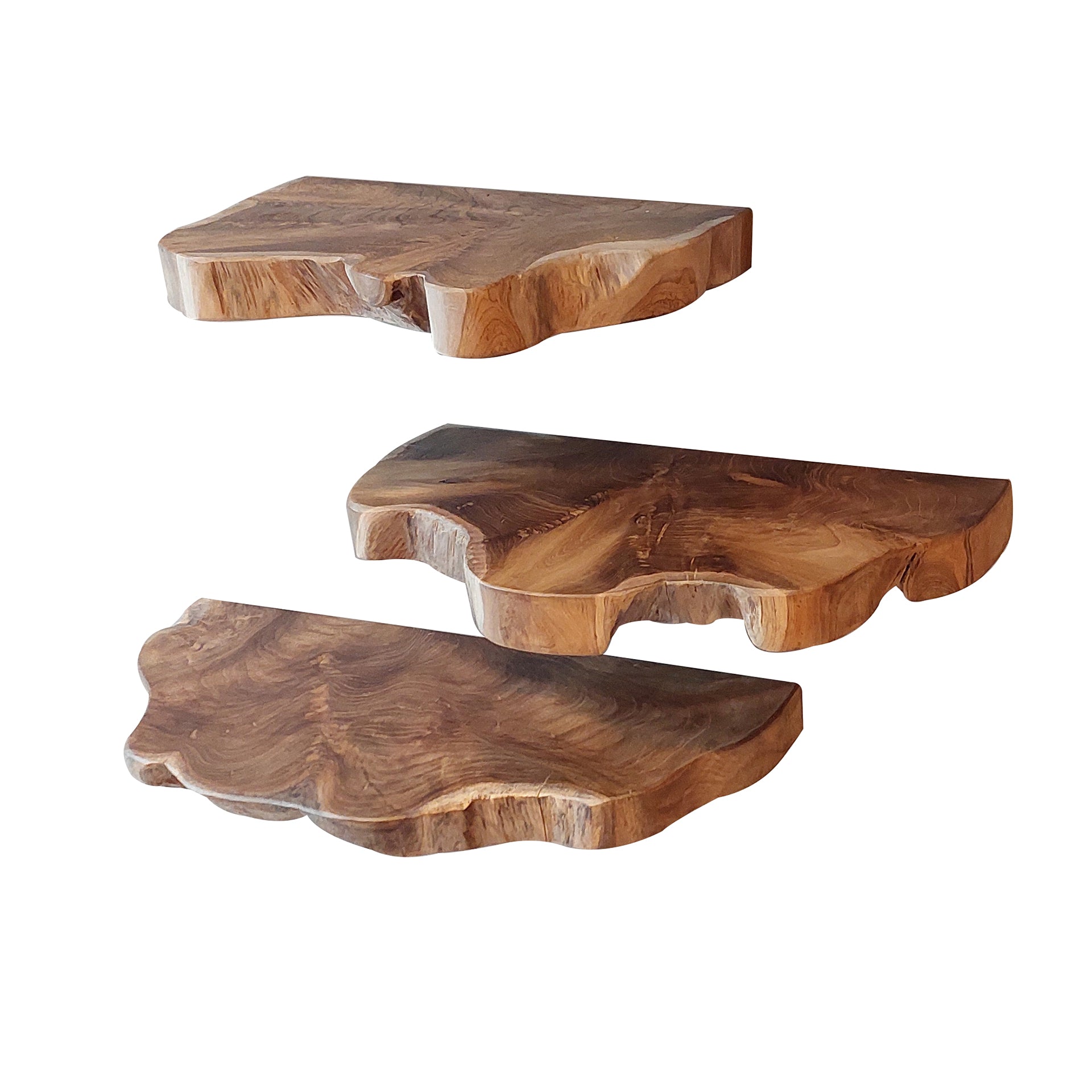 Wandschap natural line set/3 / Massief gerecycled teakhout
