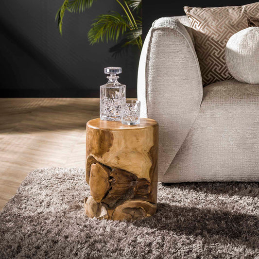 Bijzettafel Natural Line - 30x30x40 cm - Massief gerecycled teakhout