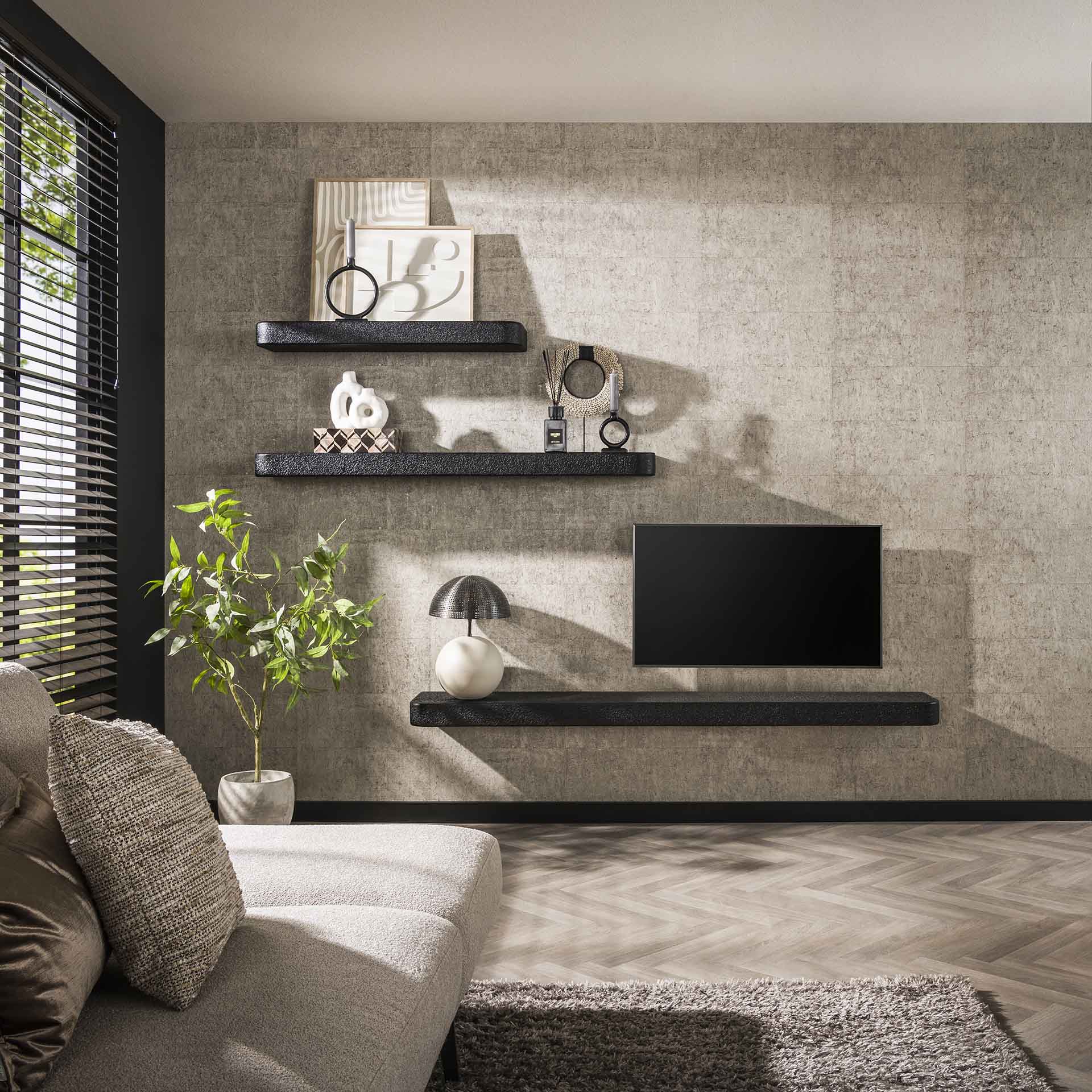 Wandplank Metallic 200cm - 200x29x8 cm - Grijs