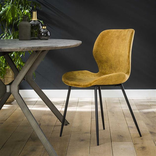 Stoel Ronde Buis verpakt per 4 - 46x51x84 cm - Goudkleurig velours