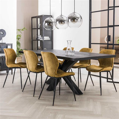 Stoel Ronde Buis verpakt per 4 - 46x51x84 cm - Goudkleurig velours