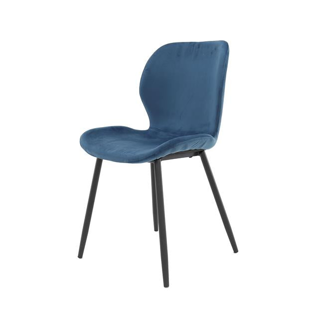 Stoel Ronde Buis - verpakt per 4 - 46x51x84 cm - Blauw velours