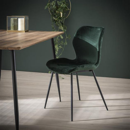Stoel Ronde Buis van 4 Stuks - 46x51x84 cm - Groen Velours