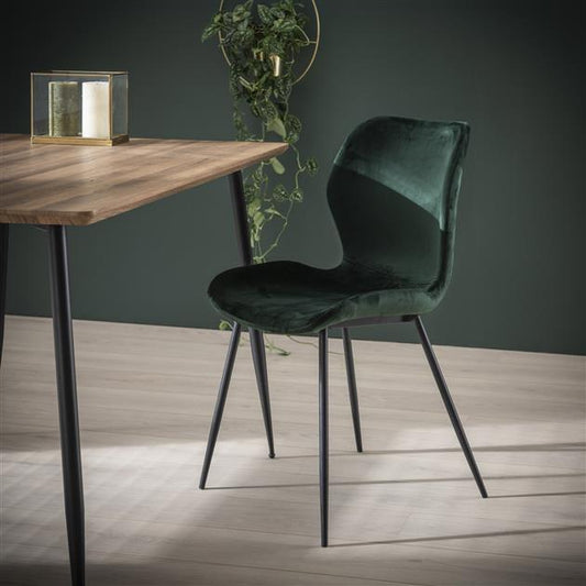 Stoel Ronde Buis van 4 Stuks - 46x51x84 cm - Groen Velours