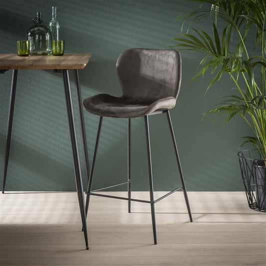 Barstoel ronde buis verpakt per 4 - 47x51x99 cm - Antraciet velours