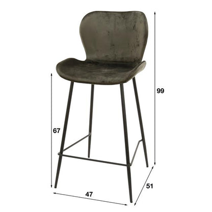 Barstoel ronde buis verpakt per 4 - 47x51x99 cm - Antraciet velours