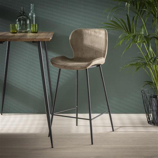 Barstoel ronde buis verpakt per 4 - 47x51x99 cm - Champagne velours