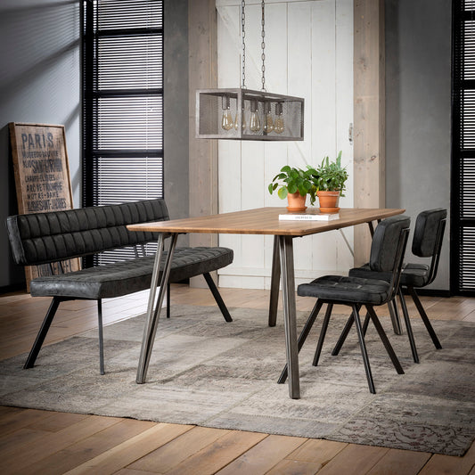 Eetkamerbank met kruisstiksel en open rug - 180x54x83 cm