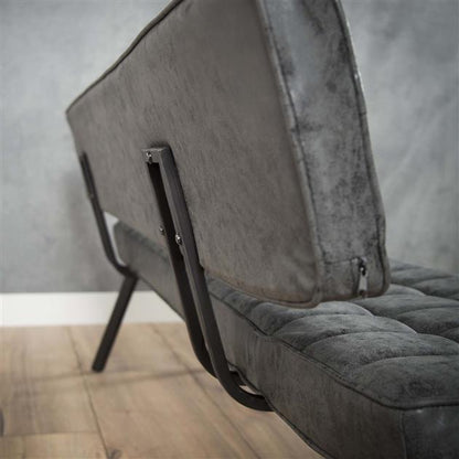 Eetkamerbank met open rug en kruisstiksel - 180x54x83 cm - Wax PU zwart