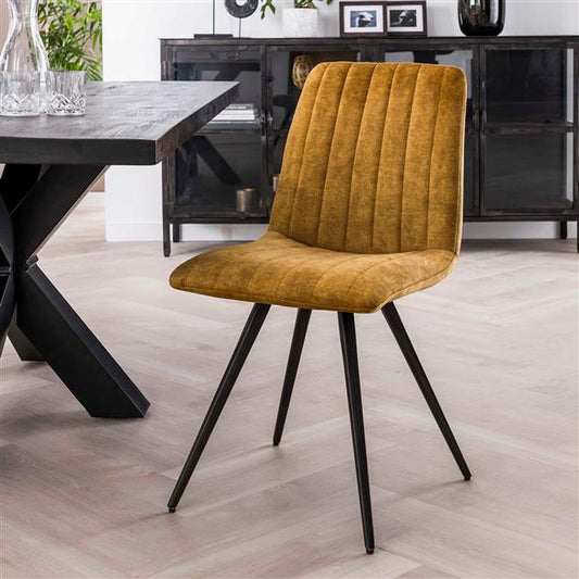 Stoel Velvet Straight Stitch verpakt per 4 - 45x53x86 cm - Goudkleurig Velours