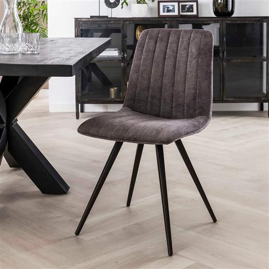 Stoel Velvet Straight Stitch - 45x53x86 cm - Grijs Velours - verpakt per 4