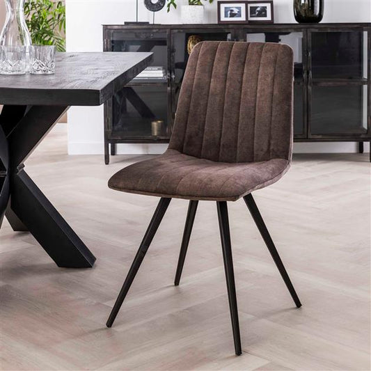 Stoel Velvet Straight Stitch verpakt per 4 - 45x53x86 cm - Taupe velours