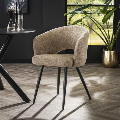 Armstoel Salon verpakt per 2 Boucle Zandkleur - 58x56x81 cm