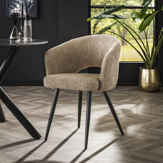 Armstoel Salon verpakt per 2 Boucle Zandkleur - 58x56x81 cm