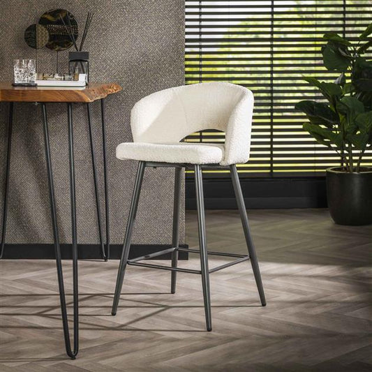 Barstoel Salon verpakt per 2 Boucle - 51x50x94 cm - Wit