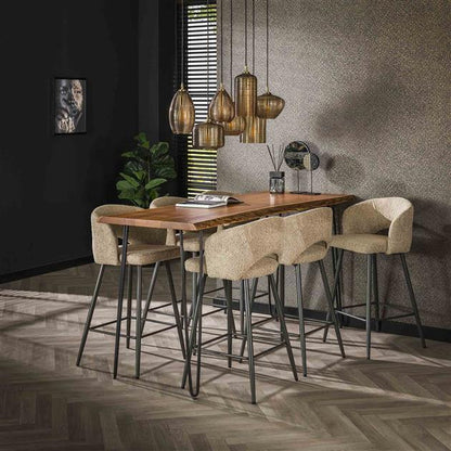 Barstoel Salon verpakt per 2 - Boucle Zandkleur - 51x50x94 cm