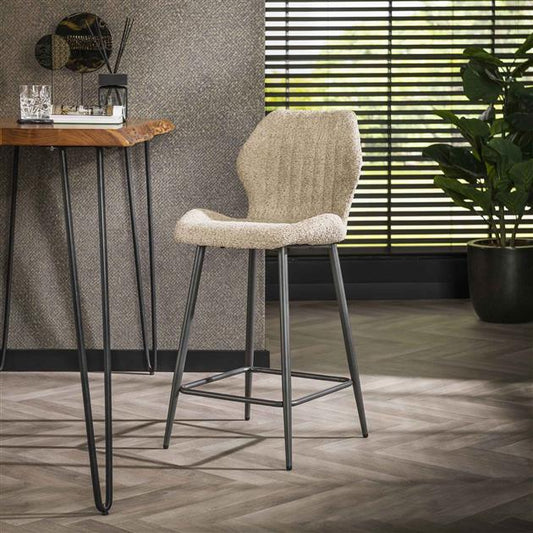 Barstoel Boucle Lendesteun verpakt per 2 - 48x51x96 cm - Boucle in zandkleur